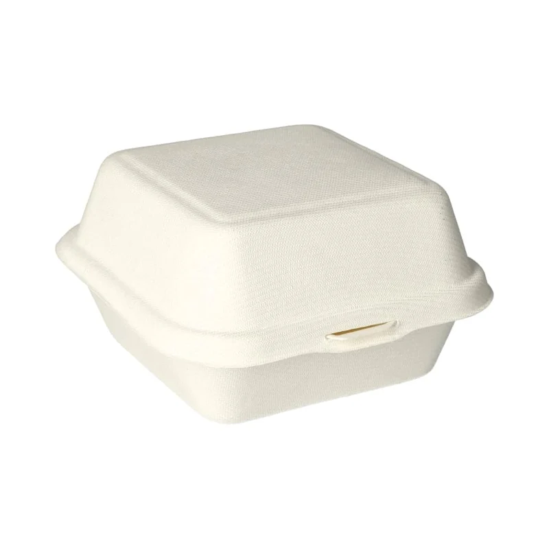 Papstar Pure Hamburger-Boxen 14 x 15 cm, Zuckerrohr, mikrowellengeeignet