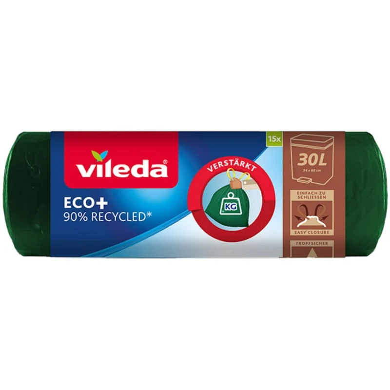 Vileda ECO+ Müllbeutel, 30 Liter, mit Zugband