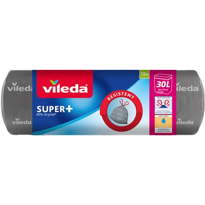 Vileda SUPER+ Müllbeutel, 30 Liter, mit Zugband