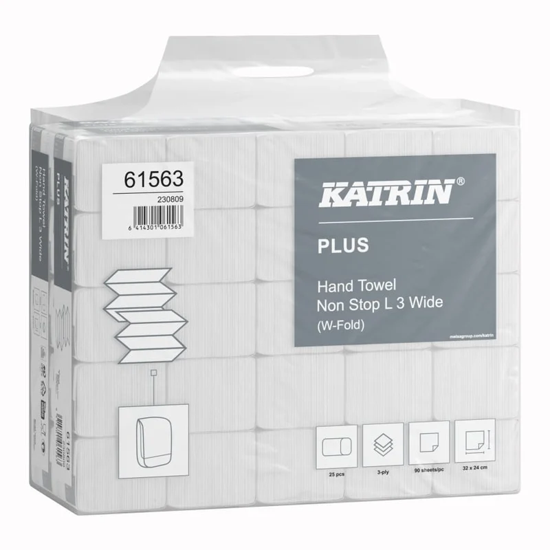 Katrin Plus W-Falz Falthandtücher Non Stop L Wide 3-lagig, 90 Blatt