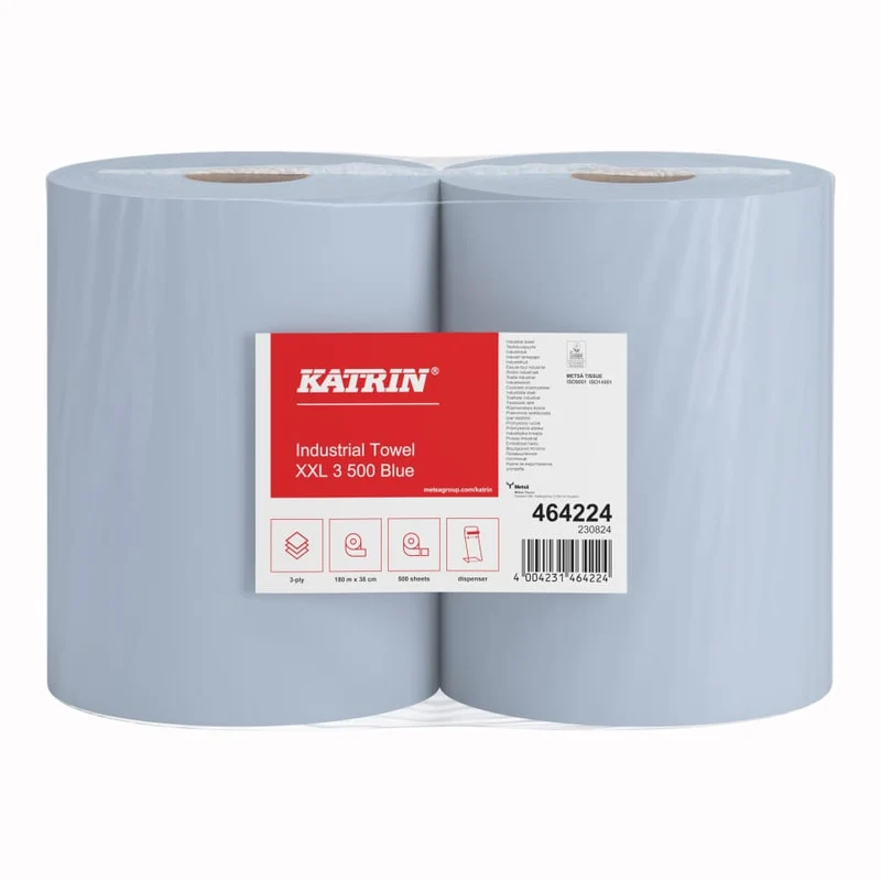 Katrin Industrieputzrolle XXL 3-lagig, 500 Blatt, blau