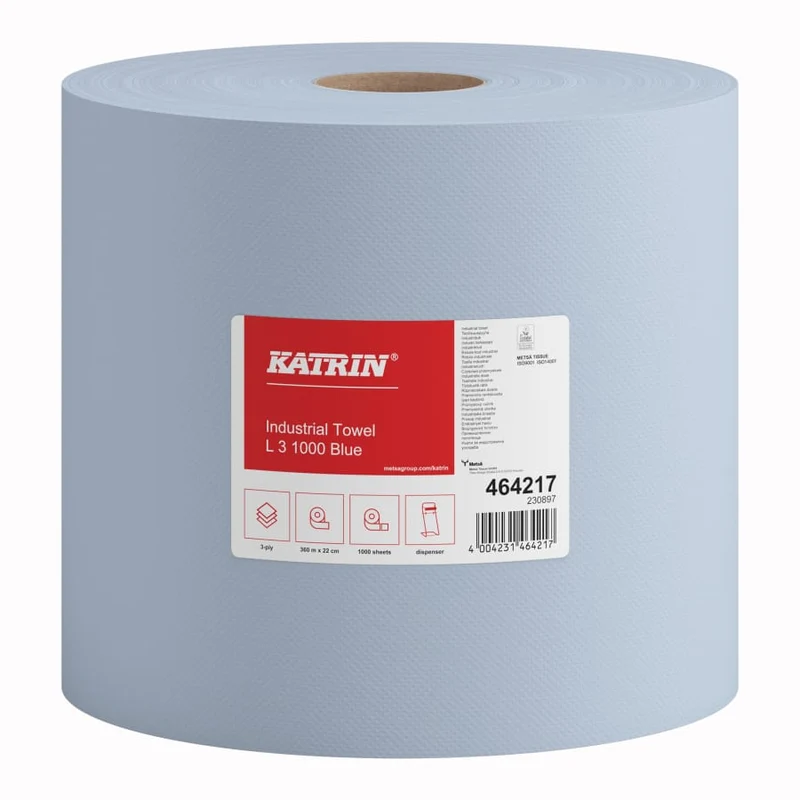 Katrin Industrieputzrolle L 3-lagig, 1.000 Blatt, blau