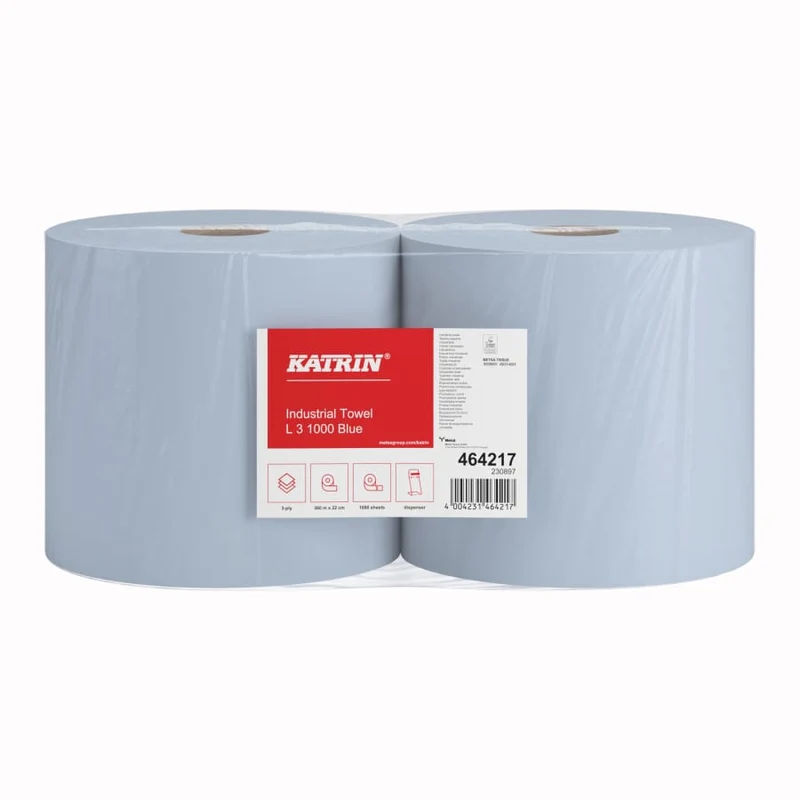 Katrin Industrieputzrolle L 3-lagig, 1.000 Blatt, blau