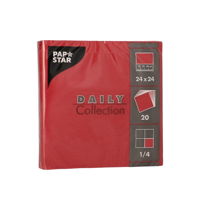 Papstar DAILY Collection Servietten, 24x24 cm, 1/4 Falz, bordeaux