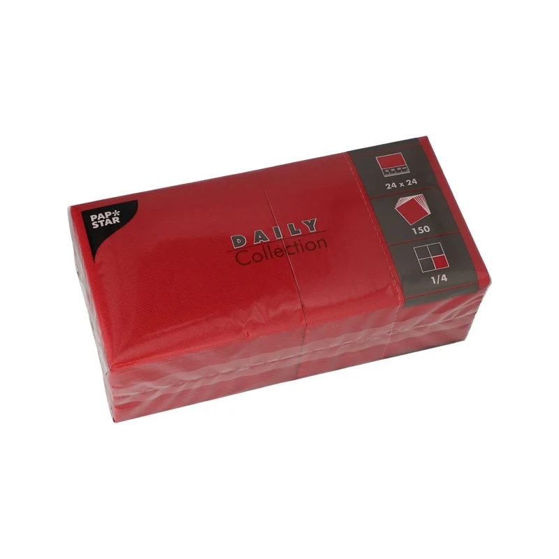 Papstar DAILY Collection Servietten, 24x24 cm, 1/4 Falz, bordeaux