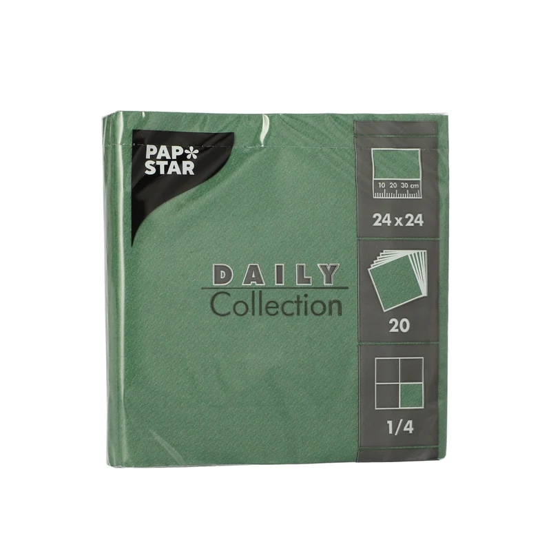 Papstar DAILY Collection Servietten, 24x24 cm, 1/4 , dunkelgrün