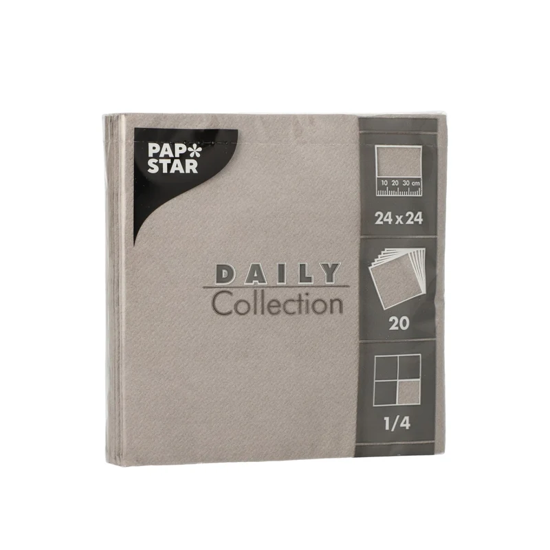 Papstar DAILY Collection Servietten, 24x24 cm, 1/4 Falz, grau