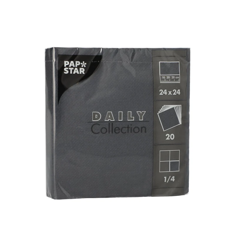 Papstar DAILY Collection Servietten, 24x24 cm, 1/4 Falz, schwarz