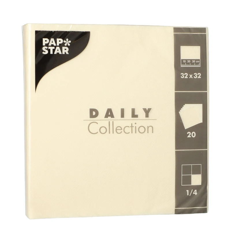 Papstar DAILY Collection Servietten, 32x32 cm, 1/4, champanger