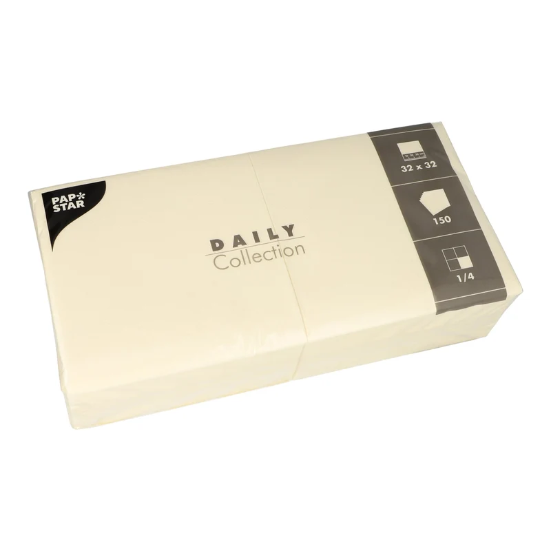 Papstar DAILY Collection Servietten, 32x32 cm, 1/4, champanger