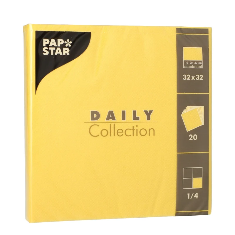 Papstar DAILY Collection Servietten, 32x32 cm, 1/4 Falz, gelb