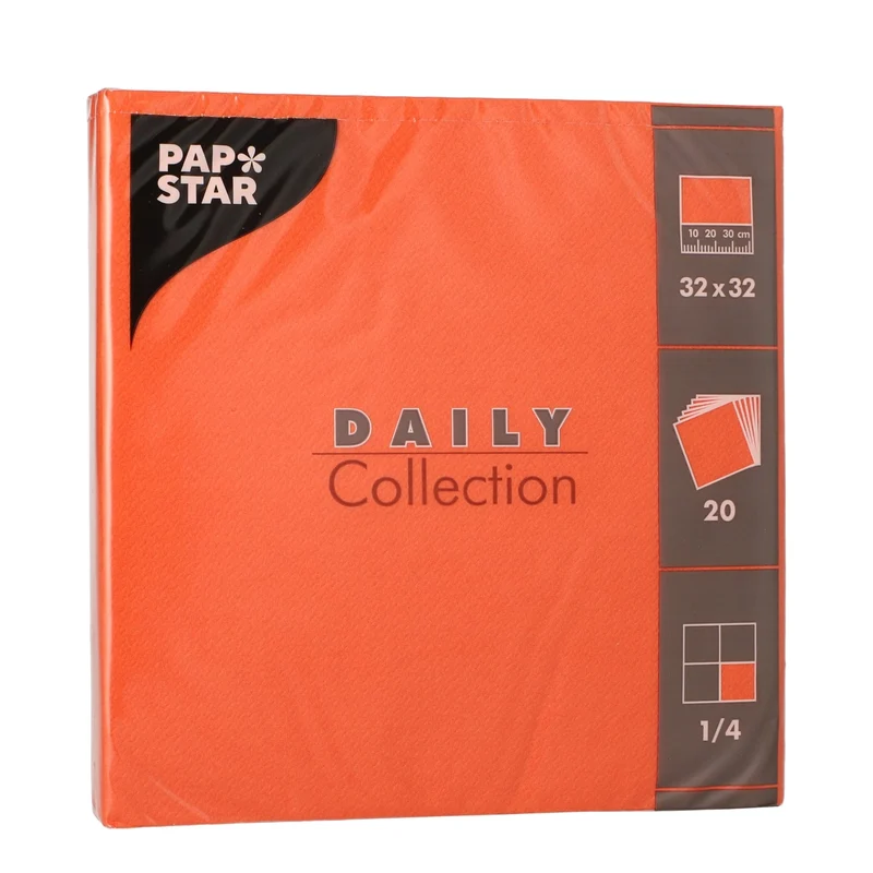 Papstar DAILY Collection Servietten, 32x32 cm, 1/4, nektarine