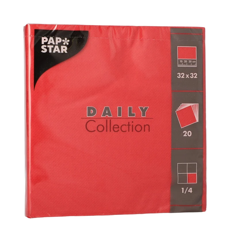 Papstar DAILY Collection Servietten, 32x32 cm, 1/4 Falz, rot
