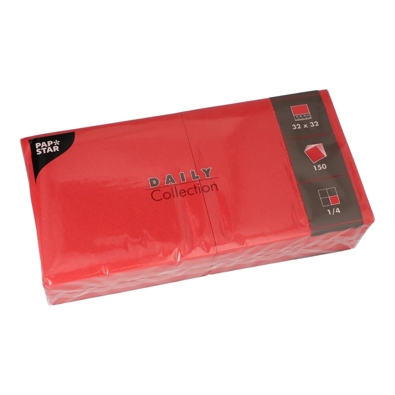 Papstar DAILY Collection Servietten, 32x32 cm, 1/4 Falz, rot