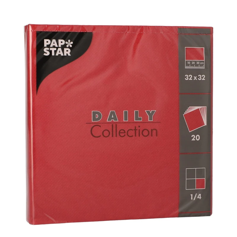 Papstar DAILY Collection Servietten, 32x32 cm, 1/4 Falz, bordeaux
