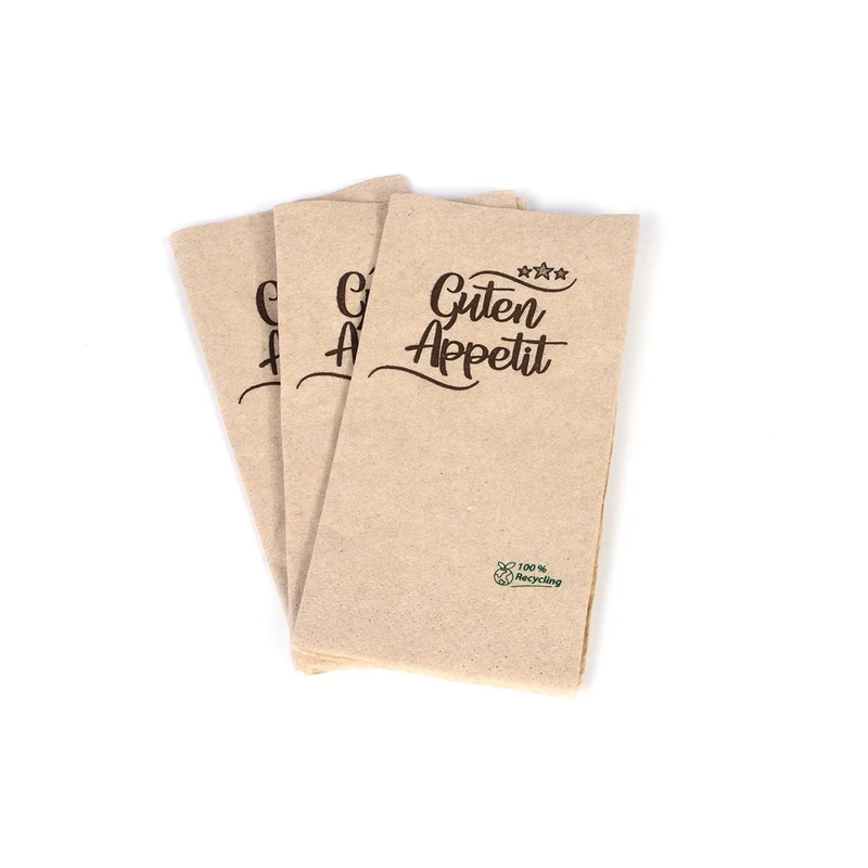 Funny Motivservietten Guten Appetit, 33 x 33 cm, 2-lagig, 1/8-Buchfalz, braun