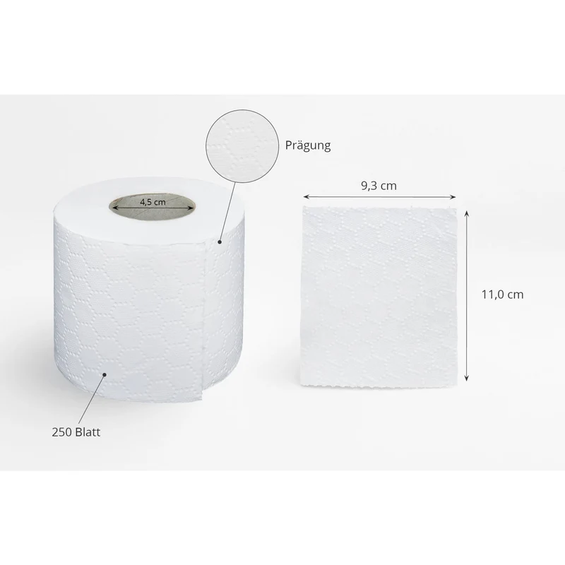 SemyTop Toilettenpapier, 3-lagig, 250 Blatt, hochweiß
