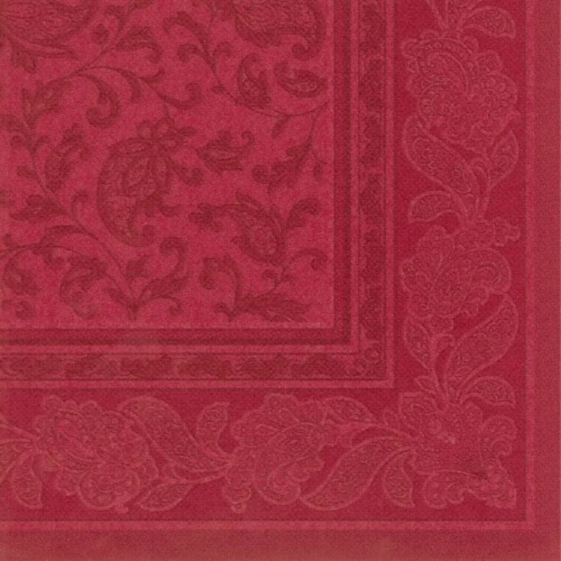 Papstar Servietten, 1/4-Falz, 40 cm x 40 cm Ornaments bordeaux