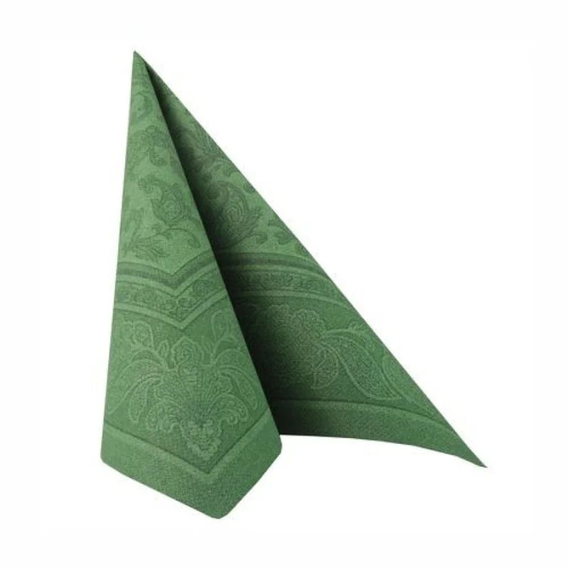 Papstar Servietten, 1/4-Falz, 40 cm x 40 cm Ornaments dunkelgrün