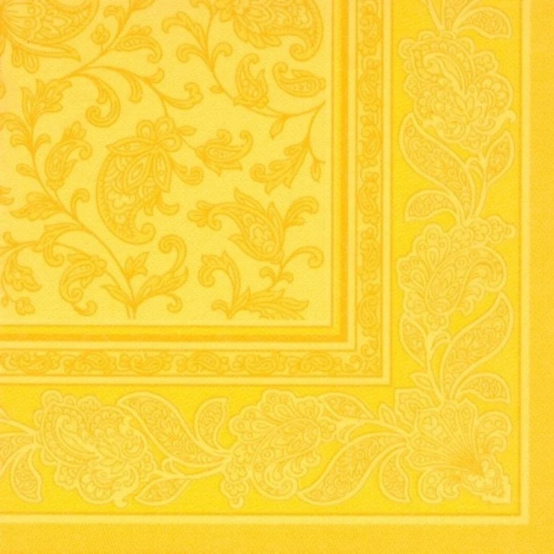 Papstar Servietten, 1/4-Falz, 40 cm x 40 cm Ornaments gelb