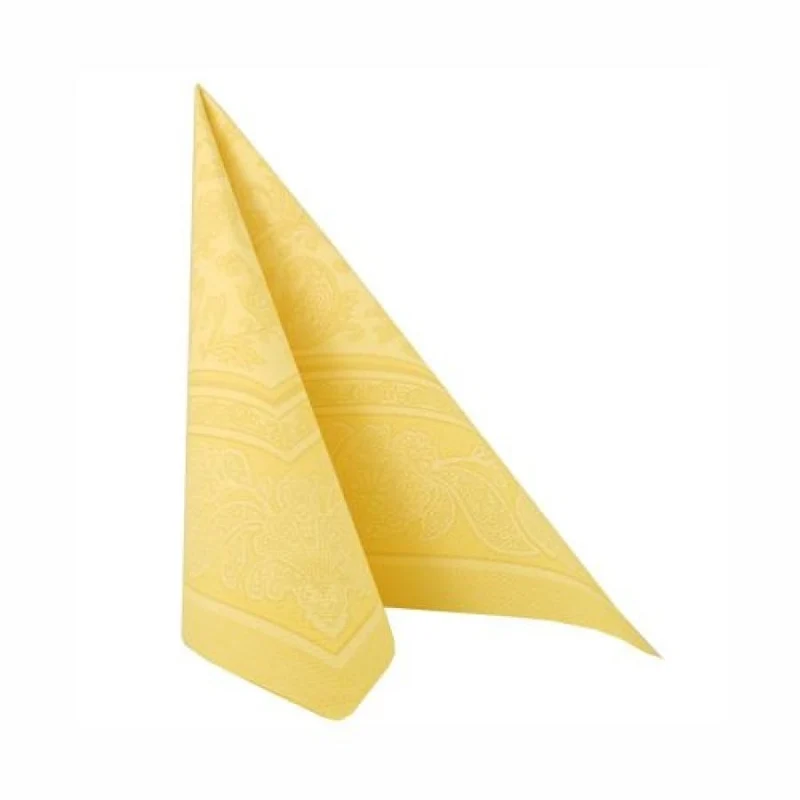 Papstar Servietten, 1/4-Falz, 40 cm x 40 cm Ornaments gelb