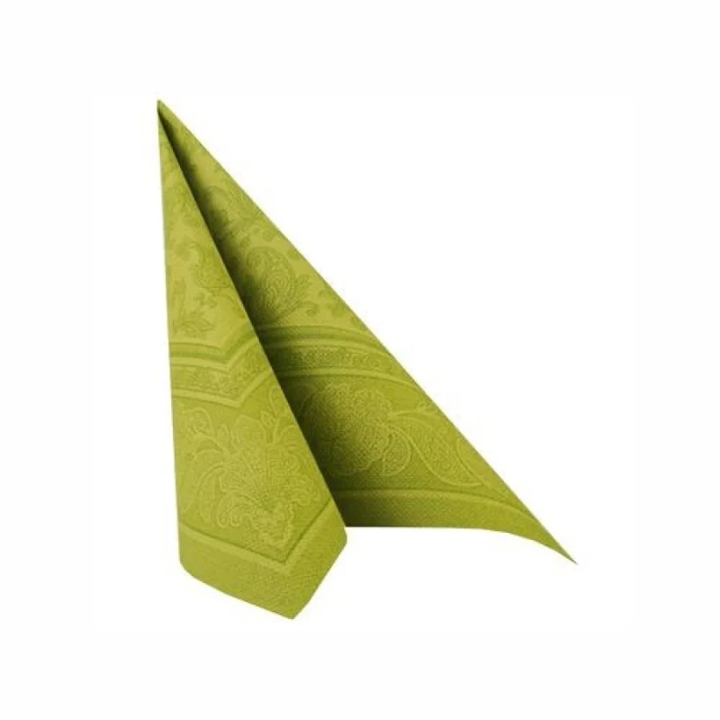 Papstar Servietten, 1/4-Falz, 40 cm x 40 cm Ornaments olivgrün