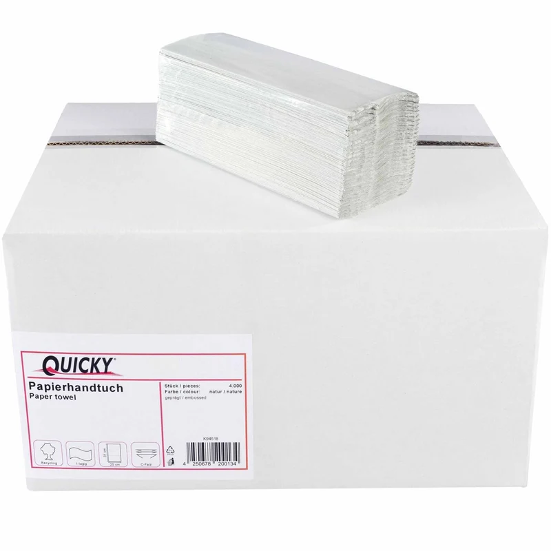 Quicky Papierhandtücher C-Falz, 25 x 31 cm, 1-lagig, natur