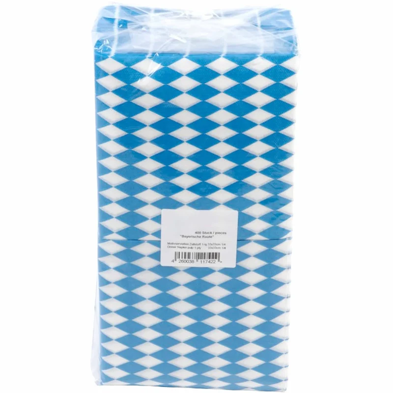 Funny Motivprägeservietten Bayrische Raute, 33 x 33 cm, 1-lagig, weiß-blau
