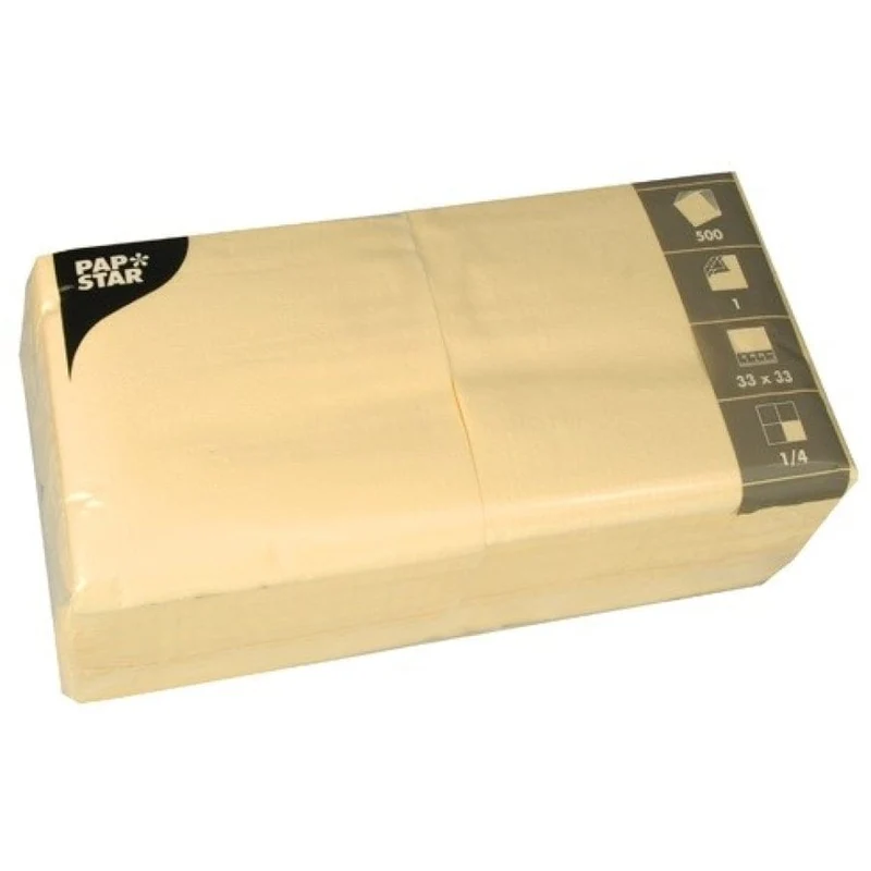 Papstar Servietten, 33 x 33 cm, 1-lagig, 1/4 Falz creme