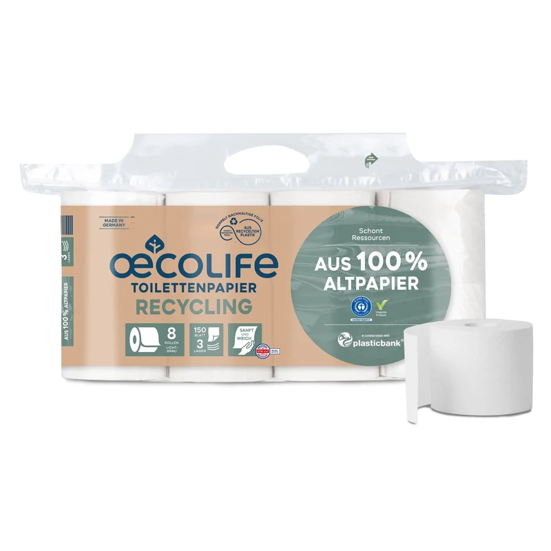 Fripa oecolife Toilettenpapier, RECYLING, 3-lagig, weiß