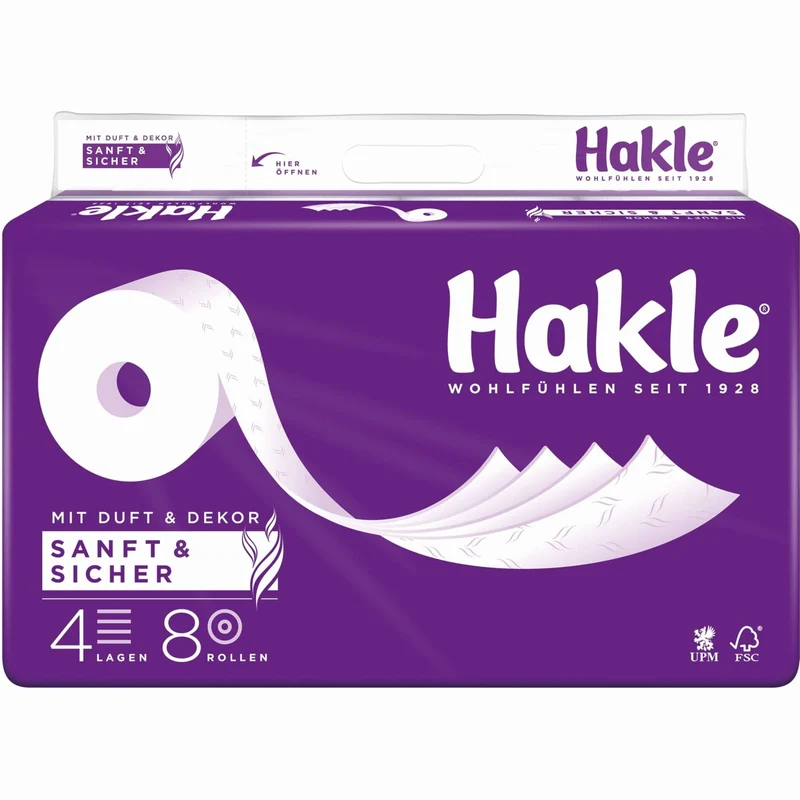 Hakle Sanft Sicher Toilettenpapier 4-lagig weich saugfähig