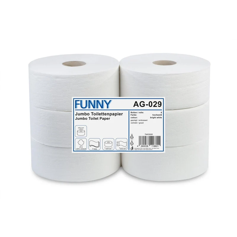 Funny Jumbo Toilettenpapier, 3-lagig, Ø 24 cm, hochweiß