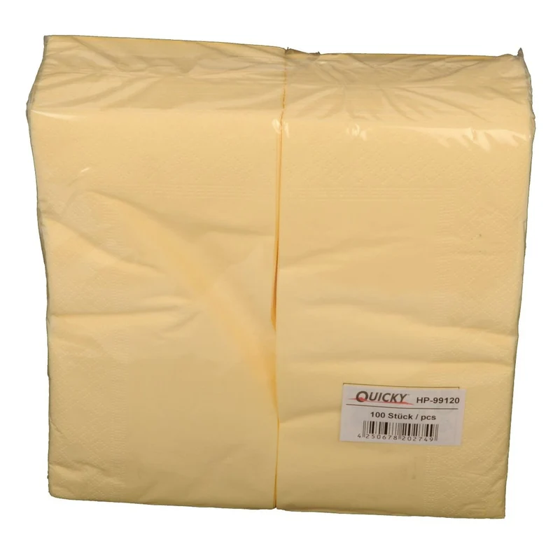 Quicky Farbige Tafelservietten, 33 x 33 cm, 2-lagig, 1/8-Kopffalz