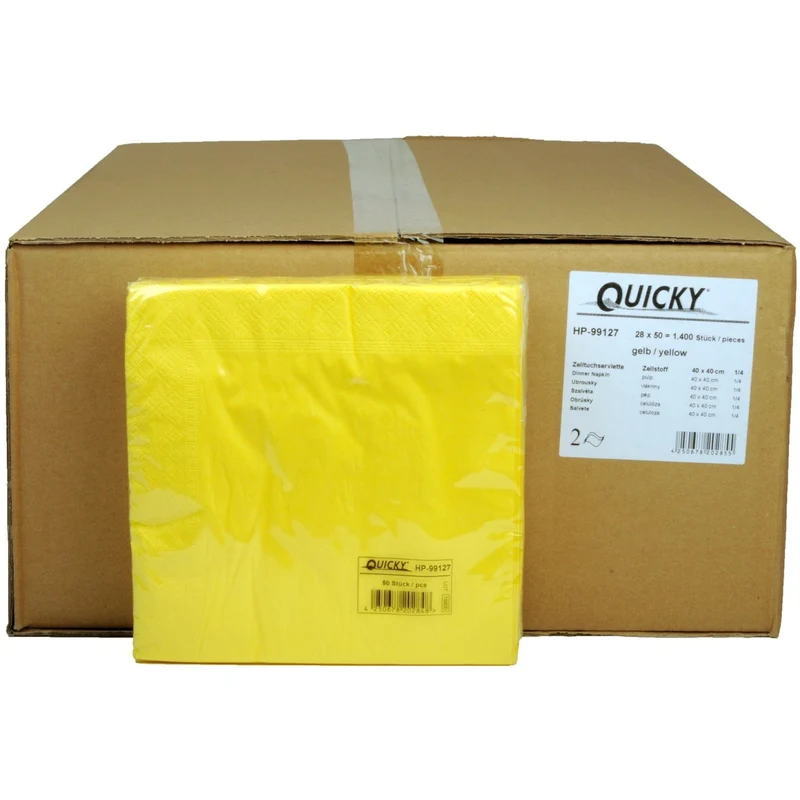 Quicky Farbige Tafelservietten, 33 x 33 cm, 2-lagig, 1/8-Kopffalz