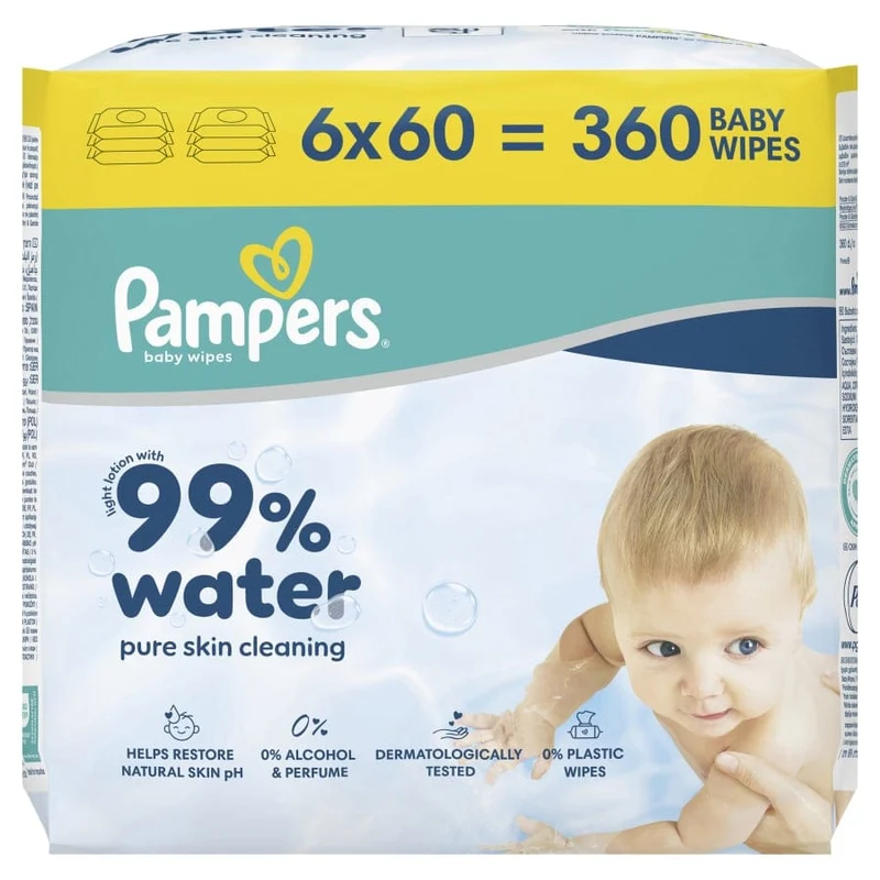 Pampers Feuchttücher 99% Water, ohne Alkohol und Parfüm