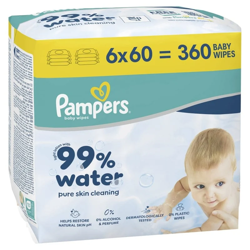 Pampers Feuchttücher 99% Water, ohne Alkohol und Parfüm
