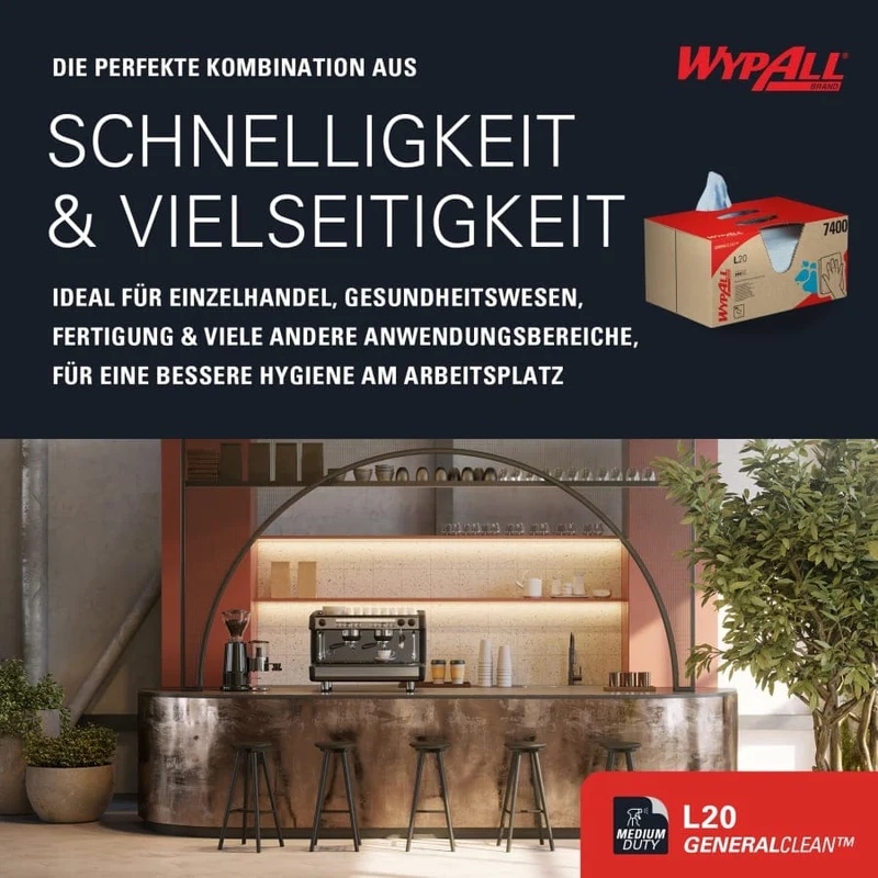 WypAll L20 Reinigungstücher BRAG Box, blau, 2-lagig