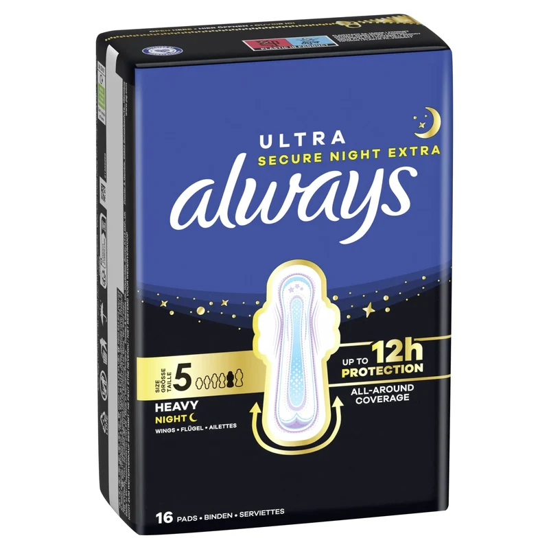 Always Ultra Secure Night Extra Damenbinden mit Flügeln, Größe 5