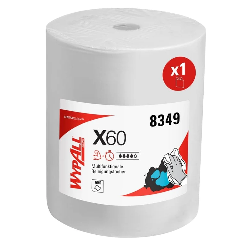 WypAll X60 Reinigungstücher Großrolle, weiß