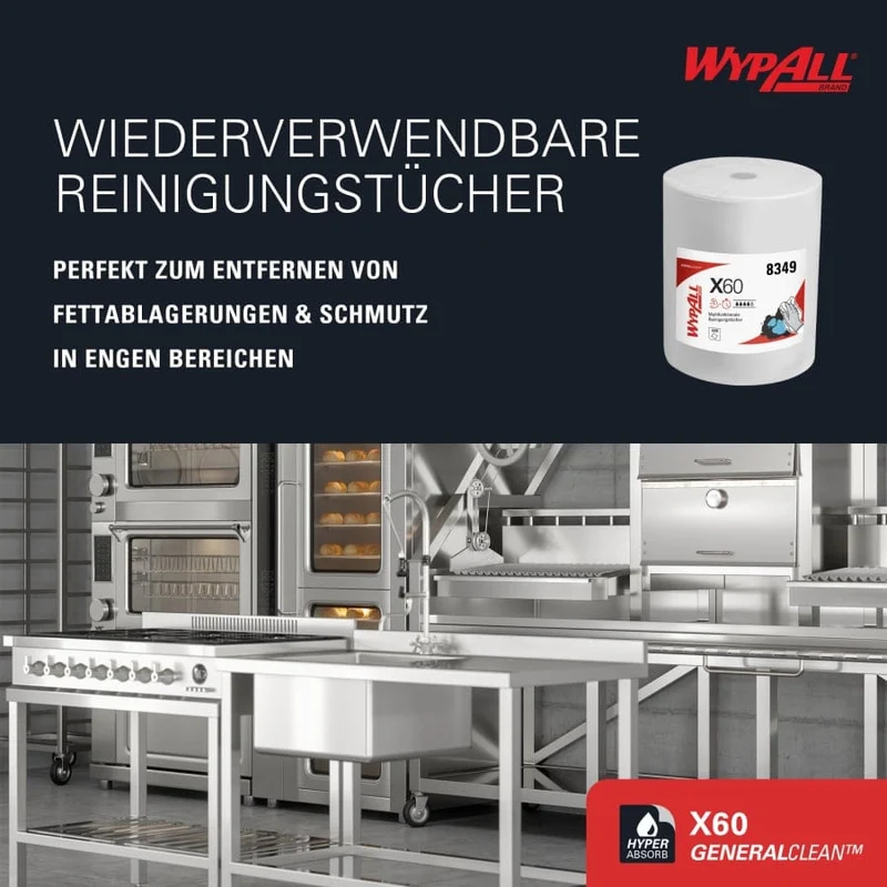 WypAll X60 Reinigungstücher Großrolle, weiß