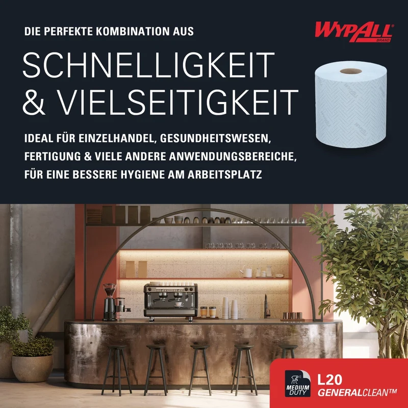 WypAll L20 Wischtücher Zentralentnahme, blau, 2-lagig