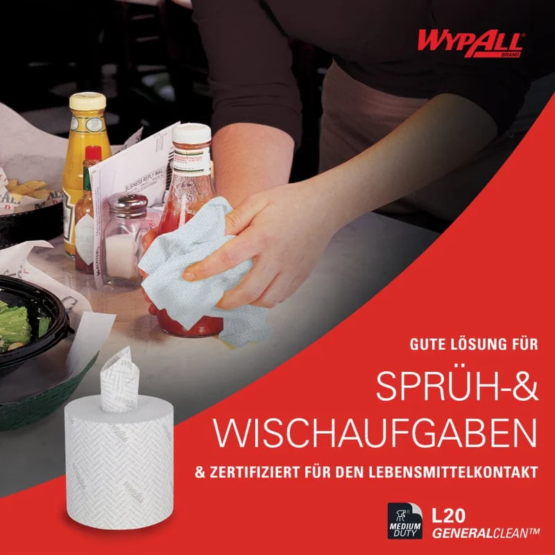 WypAll L20 Wischtücher Zentralentnahme, weiß, 550 Tücher