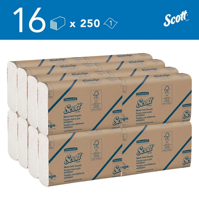 Scott Essential Multifold Papierhandtücher, 1-lagig, 23,4 x 23,9 cm