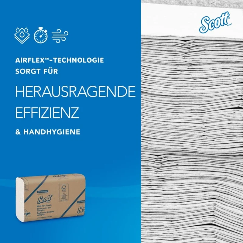 Scott Essential Multifold Papierhandtücher, 1-lagig, 23,4 x 23,9 cm