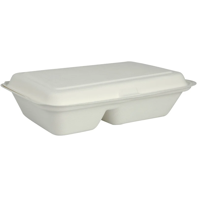 ABENA Menübox, Bagasse, 2-geteilt, weiß, 25 x 16,2 x 6,3 cm