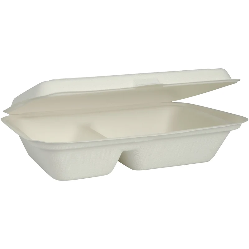 ABENA Menübox, Bagasse, 2-geteilt, weiß, 25 x 16,2 x 6,3 cm