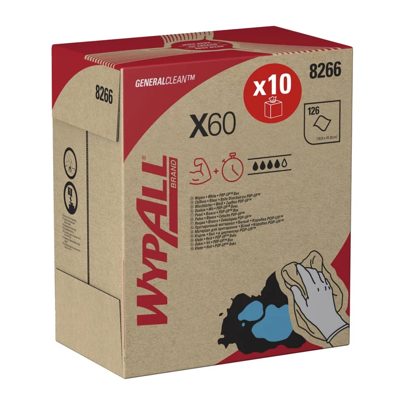 WypAll X60 Reinigungstücher Zupfbox, 1-lagig, weiß