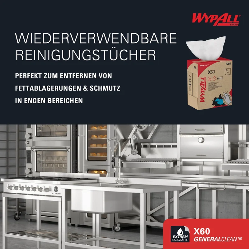 WypAll X60 Reinigungstücher Zupfbox, 1-lagig, weiß