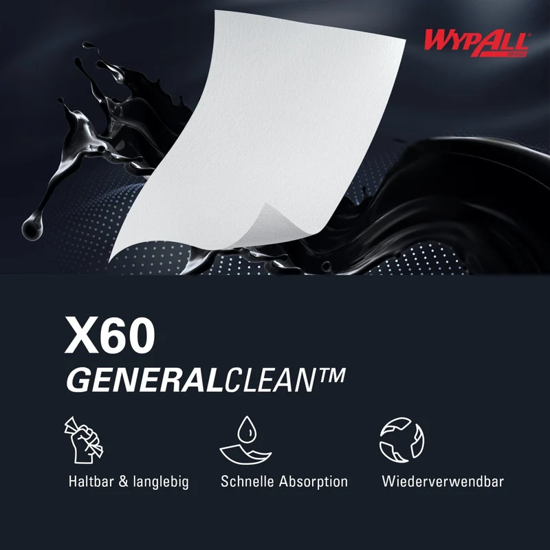 WypAll X60 Reinigungstücher Zupfbox, 1-lagig, weiß