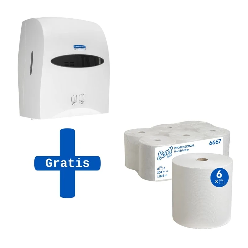 Kimberly-Clark Professional Aktionsset No Touch, Sensorspender mit 6 Handtuchrollen